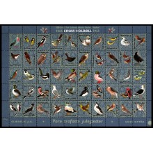 1965. Danmark. Julemærker, helark foldet. Danske vinterfugle.